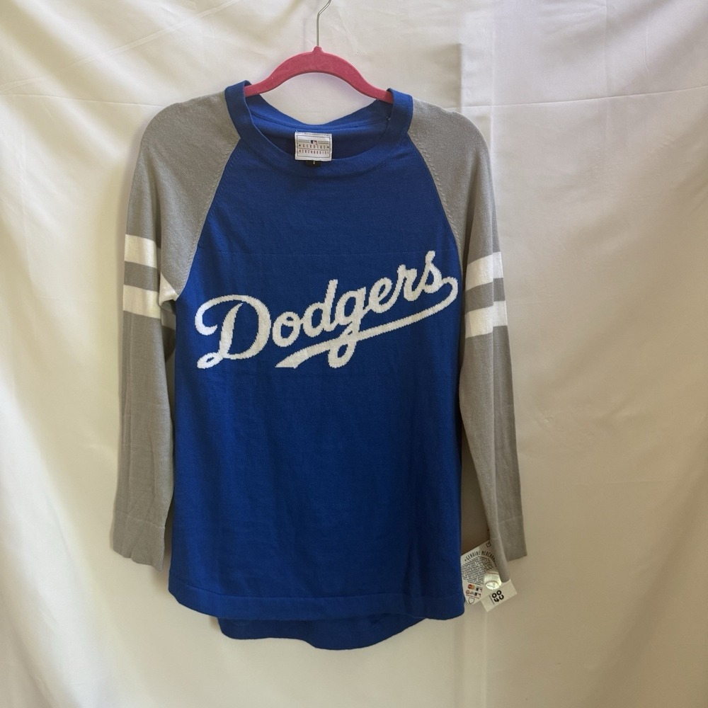 NWT MLB Los Angeles Dodgers Knit Sweater Blue White Gray S Genuine Merchandise